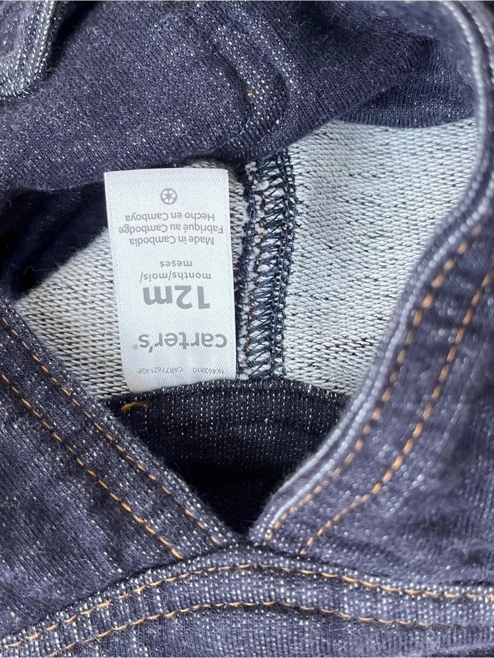 Carter's Navy Denim Short Overalls for Kids